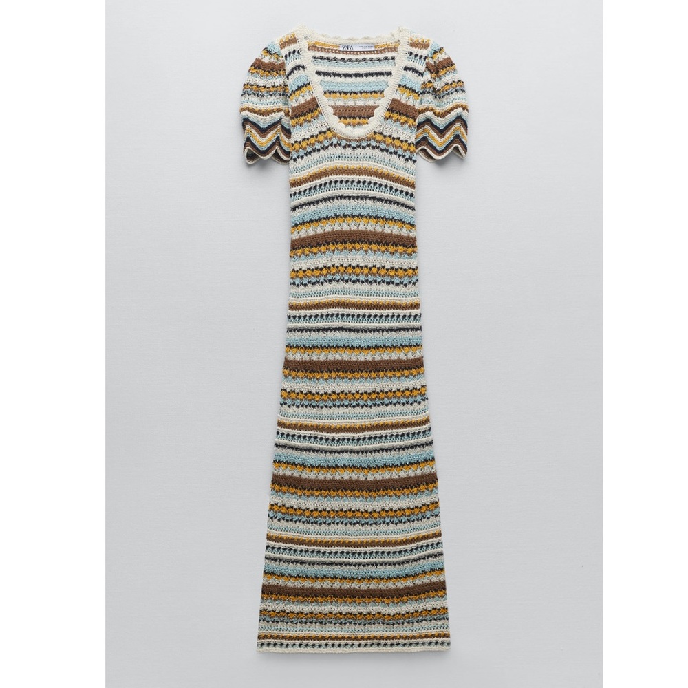 Zara LONG STRIPED KNIT DRESS - Picture 6 of 10